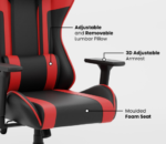 Gaming Chair | 2 Multi-Functional Ergonomic Leatherette Office Chair (Red) - Image 5