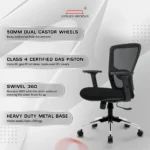 Zeus Mid Back Mesh Office Chair (Black) - Image 2