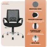 Crux Mid Back Office Chair (Black) - Image 2