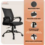 Iris Mid Back Mesh Office Chair (Black) - Image 2