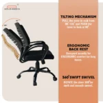 Iris Mid Back Mesh Office Chair (Black) - Image 3