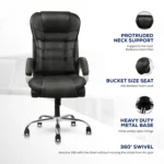 Amelia Premium Leatherette High Back Ergonomic Office/Desk Chair (Black) - Image 3