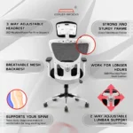 Zeus High Back Mesh Office Chair (White Frame) - Image 3