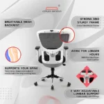 Zeus Mid Back Mesh Office Chair (White Frame) - Image 6