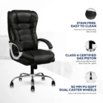 Amelia Premium Leatherette High Back Ergonomic Office/Desk Chair (Black) - Image 4