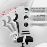 Zeus High Back Mesh Office Chair (White Frame) - Image 5
