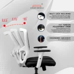 Zeus Mid Back Mesh Office Chair (White Frame) - Image 4