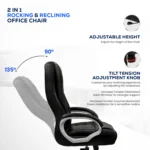 Amelia Premium Leatherette High Back Ergonomic Office/Desk Chair (Black) - Image 5