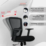 Zeus Mid Back Mesh Office Chair (Black) - Image 5