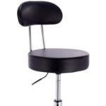 The Chair House - Revolving Stool with Chrome-Plated Steel Base and Backrest Work Stool Swivel Stool Work Seat Practice Stool 360° Rotatable 5 Wheels Padded - Image 3