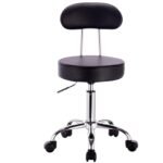 The Chair House - Revolving Stool with Chrome-Plated Steel Base and Backrest Work Stool Swivel Stool Work Seat Practice Stool 360° Rotatable 5 Wheels Padded - Image 4