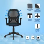 Nova Ergonomic Mid Back Mesh Office Chair (Black) - Image 6