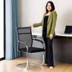 Office Visitor Study Hostel School Library Chair with arm Rest with Steel Frame - Image 6