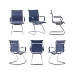 Guyou Modern Mid Back Office Guest Chair , Faux Leather Reception Chair Computer Chair with Armrests and Metal - Image 3