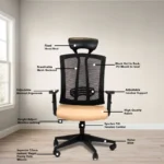 Datsun High Back Ergonomic Chair with Adjustable Arm Rest, Synchro Tilting Mechanism - Image 3