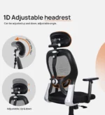 Akira High Back Ergonomic Chair with Adjustable Lumbar Support in Black Colour - Image 7
