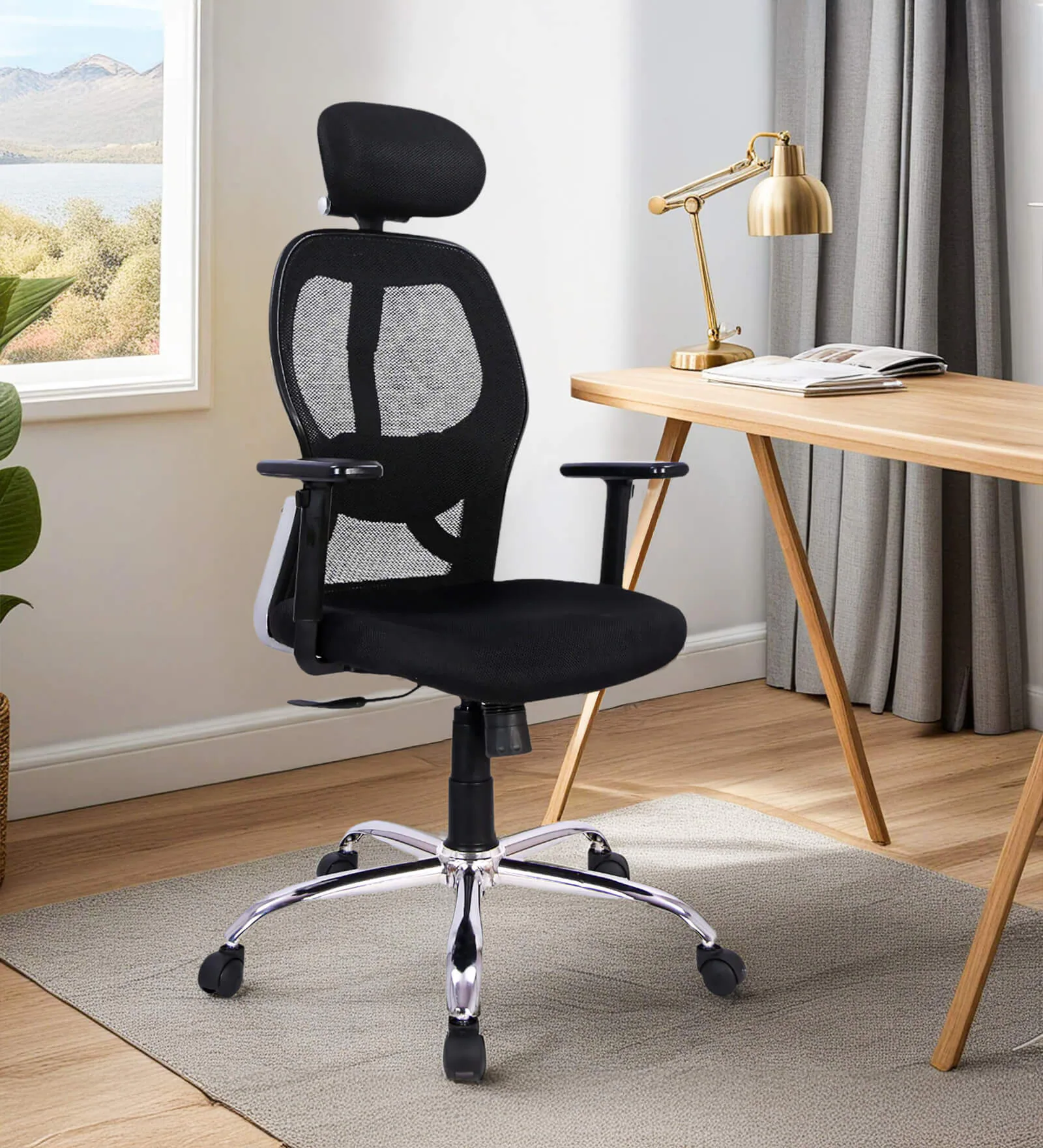 akira-breathable-mesh-ergonomic-chair-with-adjustable-lumbar-support-in-black-colour-akira-breathabl-usnfd3 Akira High Back Ergonomic Chair with Adjustable Lumbar Support in Black Colour - Image 1