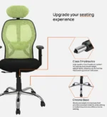 Akira High Back Breathable Mesh Ergonomic Chair with Adjustable Lumbar Support in Green Color - Image 5