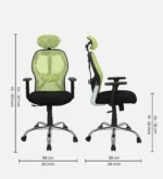 Akira High Back Breathable Mesh Ergonomic Chair with Adjustable Lumbar Support in Green Color - Image 2
