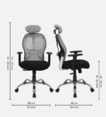 Akira High Back Breathable Mesh Ergonomic Chair with Adjustable Lumbar Support in Grey Color - Image 2