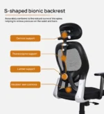 Akira High Back Breathable Mesh Ergonomic Chair with Adjustable Lumbar Support in Grey Color - Image 5