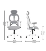 Akira High Back Breathable Mesh Ergonomic Chair with Adjustable Lumbar Support in White Color - Image 2