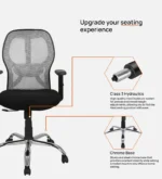 Akira Mid Back Breathable Mesh Ergonomic Chair with Adjustable Lumbar Support in Grey Color - Image 5