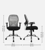 Akira Mid Back Breathable Mesh Ergonomic Chair with Adjustable Lumbar Support in Grey Color - Image 2