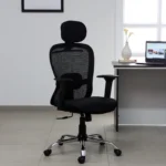 Aries Breathable Mesh Ergonomic Chair in Black Colour with Head Rest
