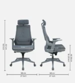 Arisa Breathable Mesh High Back Ergonomic Chair in Grey Colour - Image 2