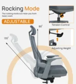 Arisa Breathable Mesh High Back Ergonomic Chair in Grey Colour - Image 3