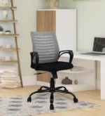 Yukio Breathable Mesh Ergonomic Chair with Rocking-tilt Mechanism in Black & Grey Colour