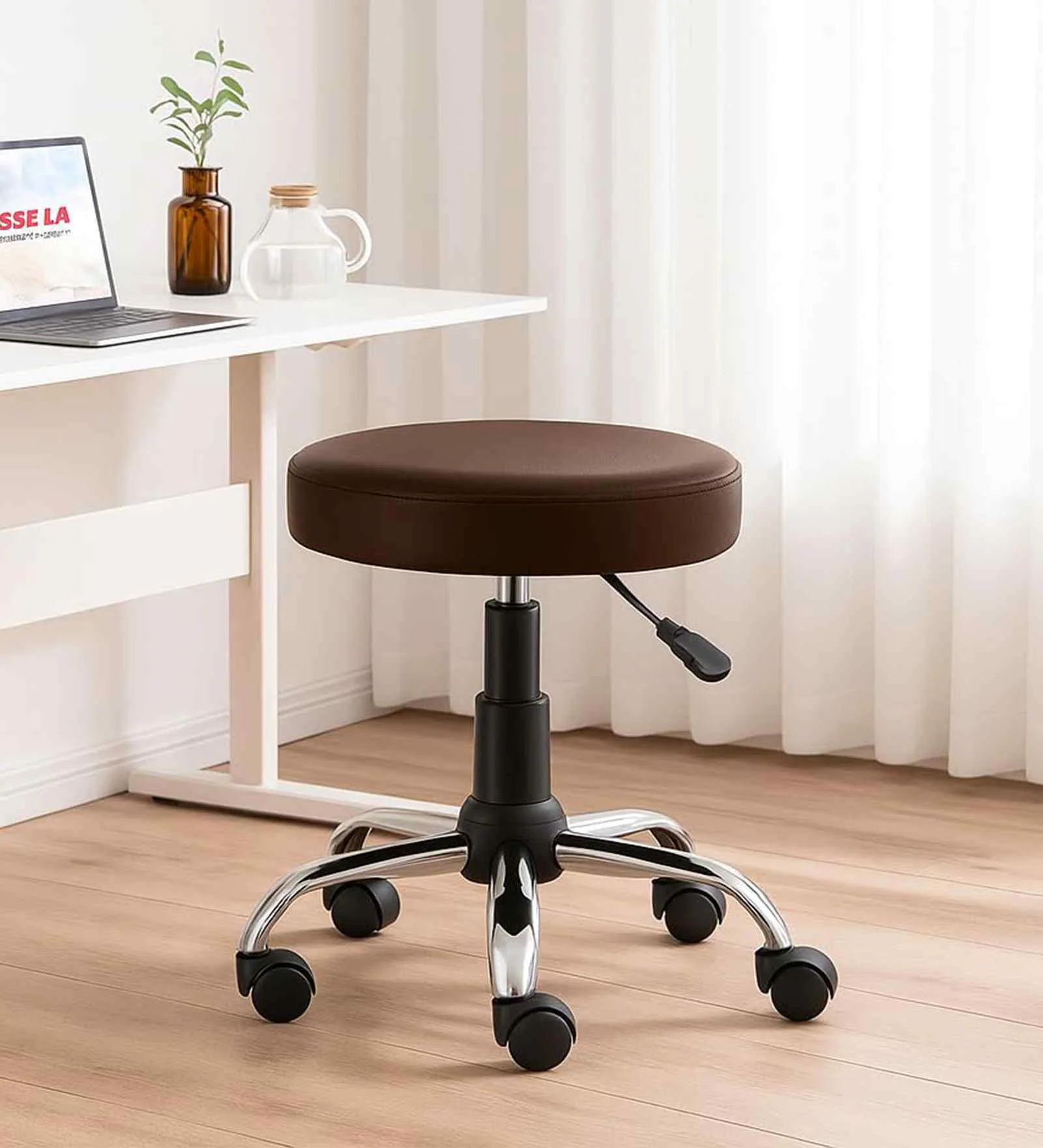 detto-leatherette-seating-stool-in-brown-colour-detto-leatherette-seating-stool-in-brown-colour-shtxr8 Detto Leatherette Seating Stool In Brown Colour - Image 1