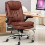 Arcade High Leatherette Executive Chair With Audjustable Armrest in Tan Brown Colour
