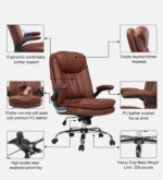 Arcade High Leatherette Executive Chair With Audjustable Armrest in Tan Brown Colour - Image 2
