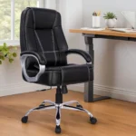 Kairy High Back Leatherette Executive Chair in Black Colour with Adjustable Height and Padded Armrest