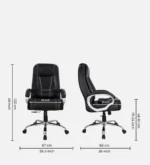 Kairy High Back Leatherette Executive Chair in Black Colour with Adjustable Height and Padded Armrest - Image 2