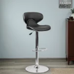 Marlon Leatherette Bar Stool In Black Colour With Swivel