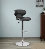 Marlon Leatherette Bar Stool In Black Colour With Swivel