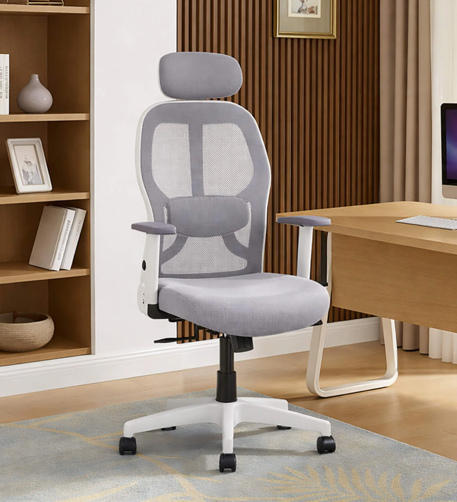 matrix-breathable-mesh-ergonomic-chair-in-white-colour-matrix-breathable-mesh-ergonomic-chair-in-whi-znzhmc Akira High Back Breathable Mesh Ergonomic Chair with Adjustable Lumbar Support in White Color - Image 1