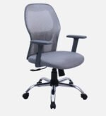 Yuzuki Ergonomic Chair With Adjustable Handle And Lumbar Support In Grey Colour - Image 3