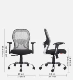 Tauras Lite Breathable MeshMid Back Ergonomic Chair in Grey Colour - Image 2