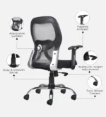 Tauras Lite Breathable MeshMid Back Ergonomic Chair in Grey Colour - Image 4