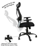 Tulip Breathable Mesh Ergonomic Chair with Headrest in Black Colour - Image 3