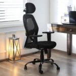 Tulip Breathable Mesh Ergonomic Chair with Headrest in Black Colour