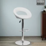 Wade Leatherette Bar Stool In White Colour With Swivel