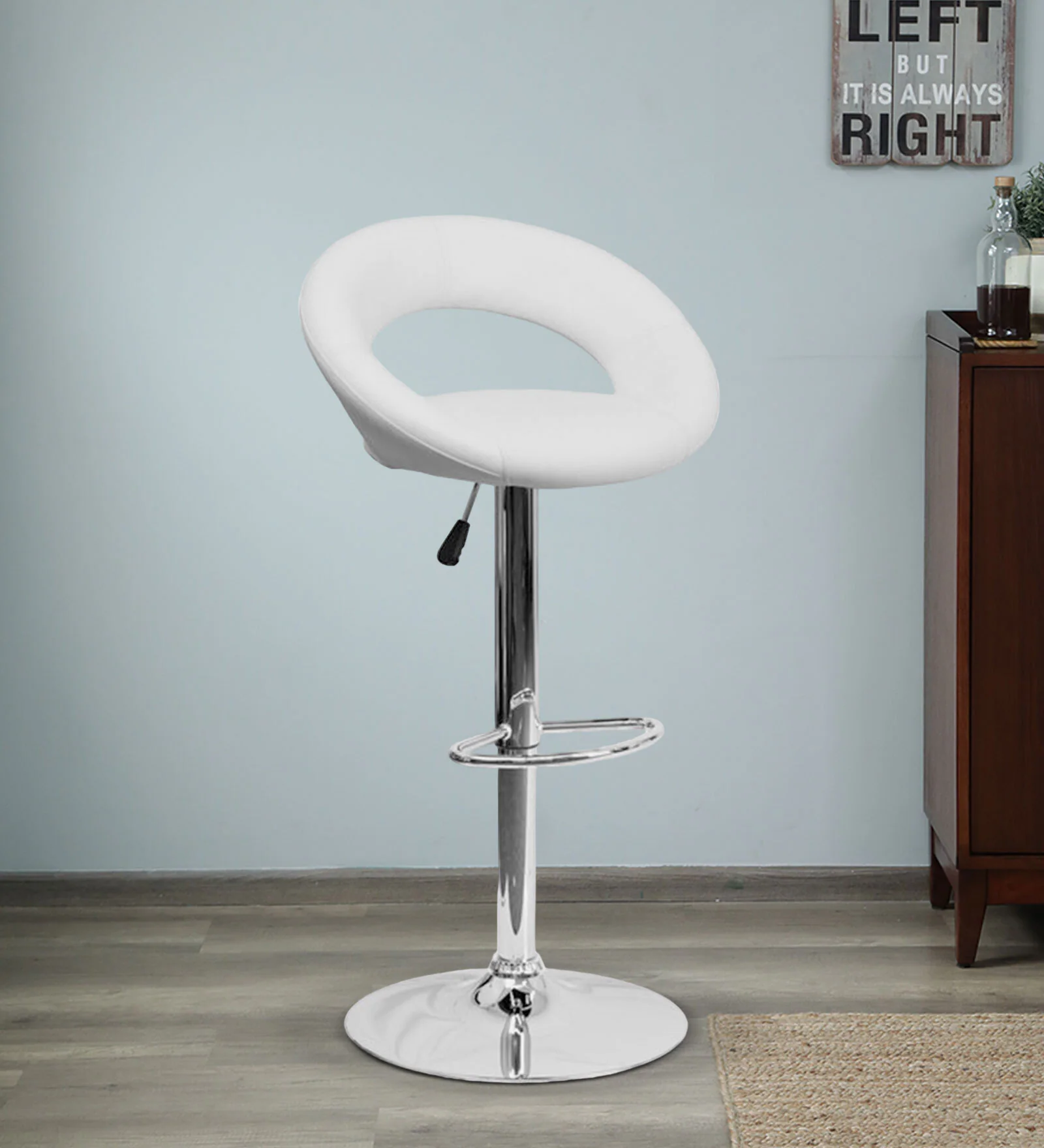 wade-leatherette-bar-stool-in-white-colour-with-swivel-wade-leatherette-bar-stool-in-white-colour-wi-1bwida Wade Leatherette Bar Stool In White Colour With Swivel - Image 1