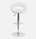 Wade Leatherette Bar Stool In White Colour With Swivel - Image 3