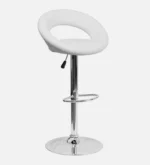 Wade Leatherette Bar Stool In White Colour With Swivel - Image 2