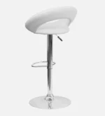Wade Leatherette Bar Stool In White Colour With Swivel - Image 5
